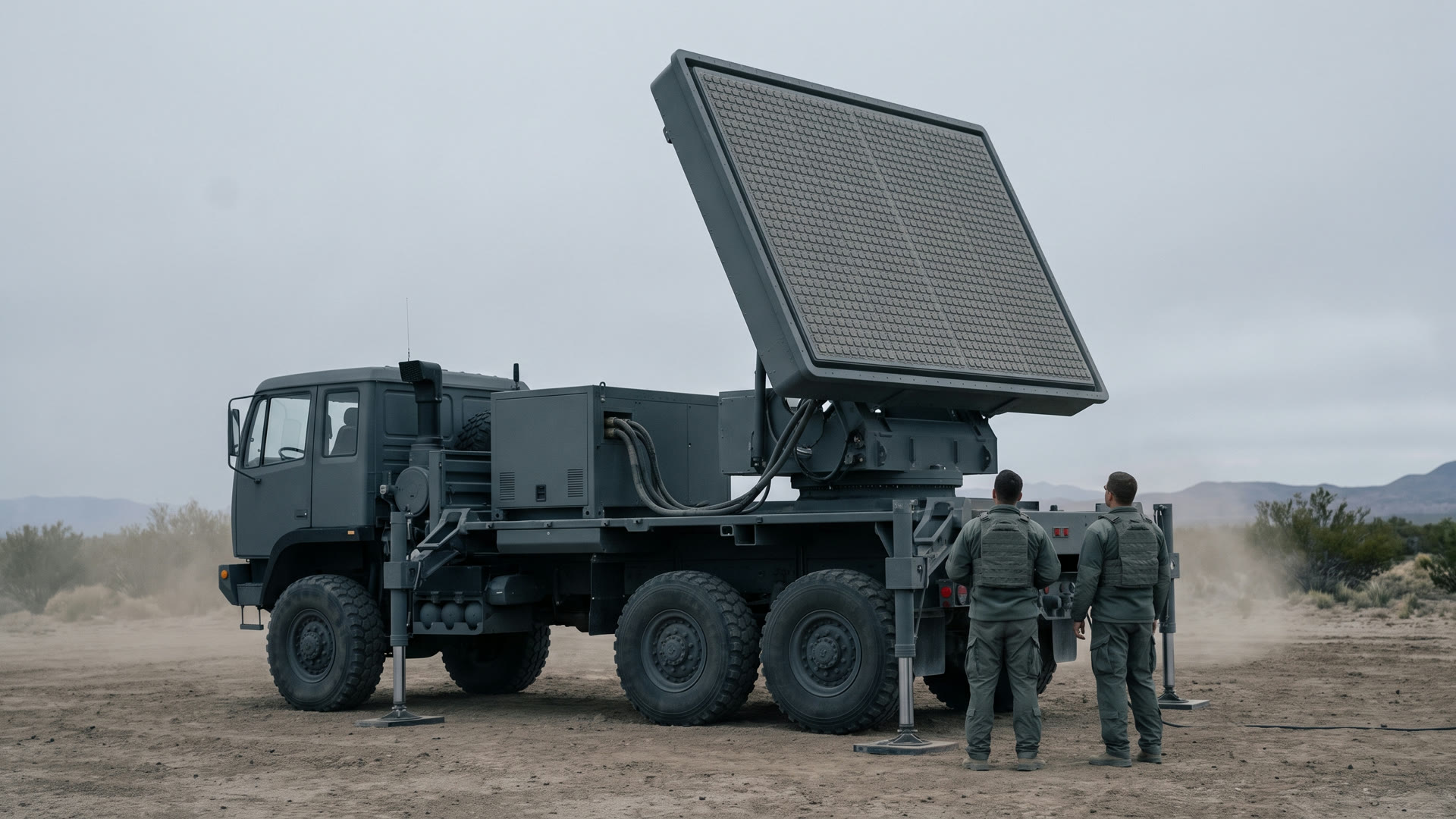 KNELL-M — concept render of the vehicle-mounted emitter on a test range